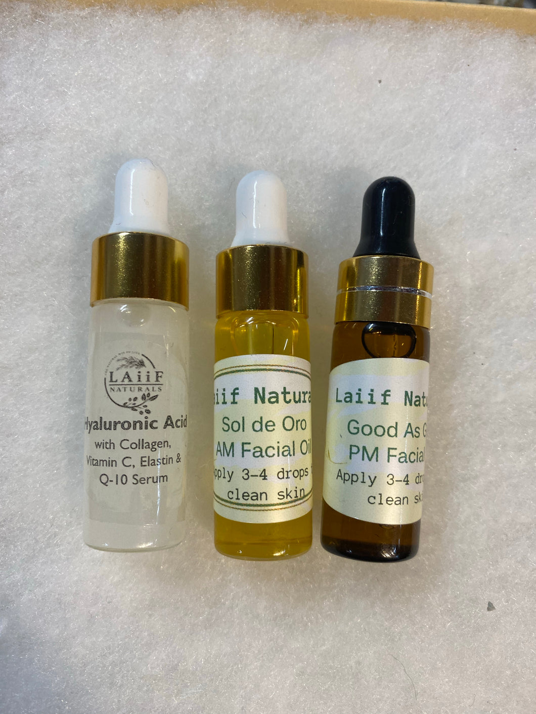 Radiant Skin Mini Kit with hyaluronic acid, collagen, vitamin C serum